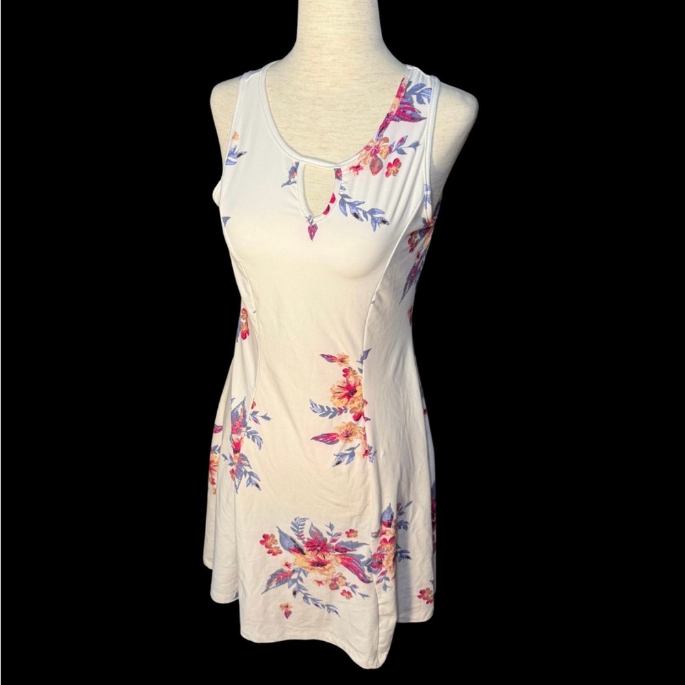 Mudd Floral Softcore Keyhole Mini Dress White Pink‎ Fitted Sz M